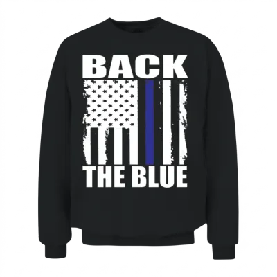 Back the Blue Thin Blue Line American Unisex Sweatshirt - Black