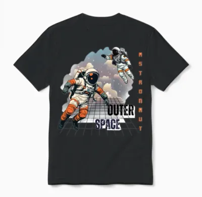 Astronauts Over Neon Space Grid Unisex T-Shirt - Black