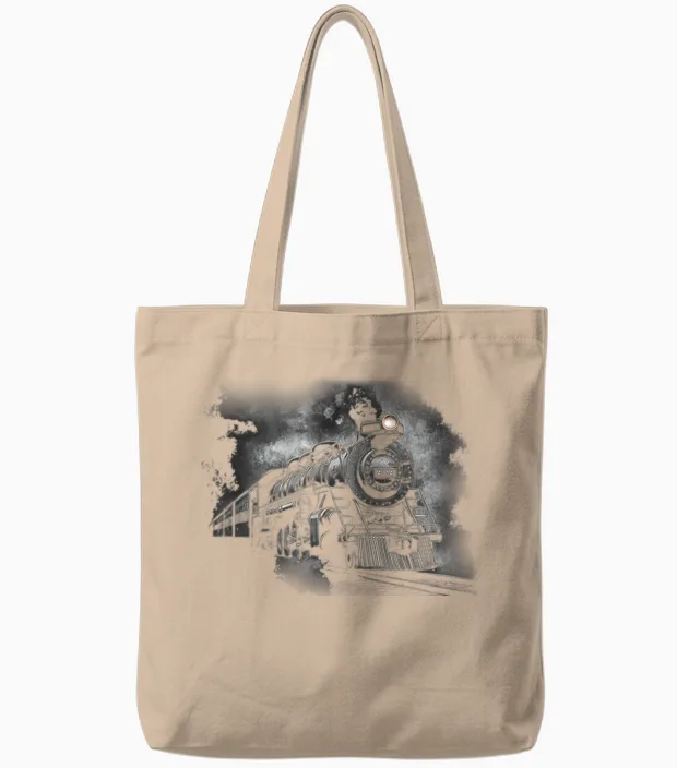 Steam Locomotive Train Engine Railroad Big-Boy Train 4014 Tote Bags in Natural