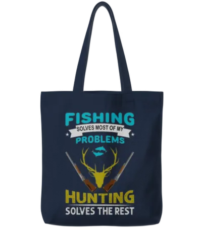 Fishing...the Rest - Fishing and Hunting Design Tote Bags - Navy