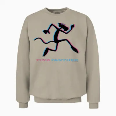 Blue and Pink Silhouette of Pink Panther T-Shirt, Black, S Unisex Sweatshirt - Sand