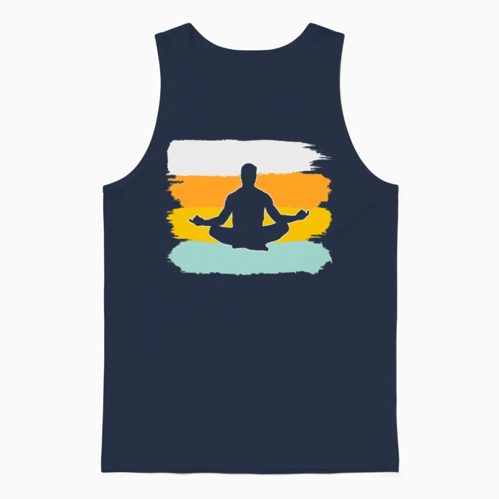 Meditation Retro Unisex Tank Top in Navy