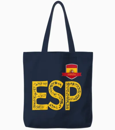 Spain España Human Flag Letter E and S and P Spain España T-Shirt, Red, S Tote Bags - Navy