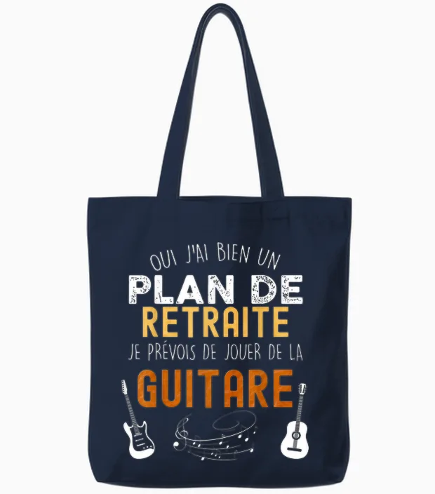 Plan De Retraite Guitare Humour Musique Pot Départ Collègue Tote Bags in Navy