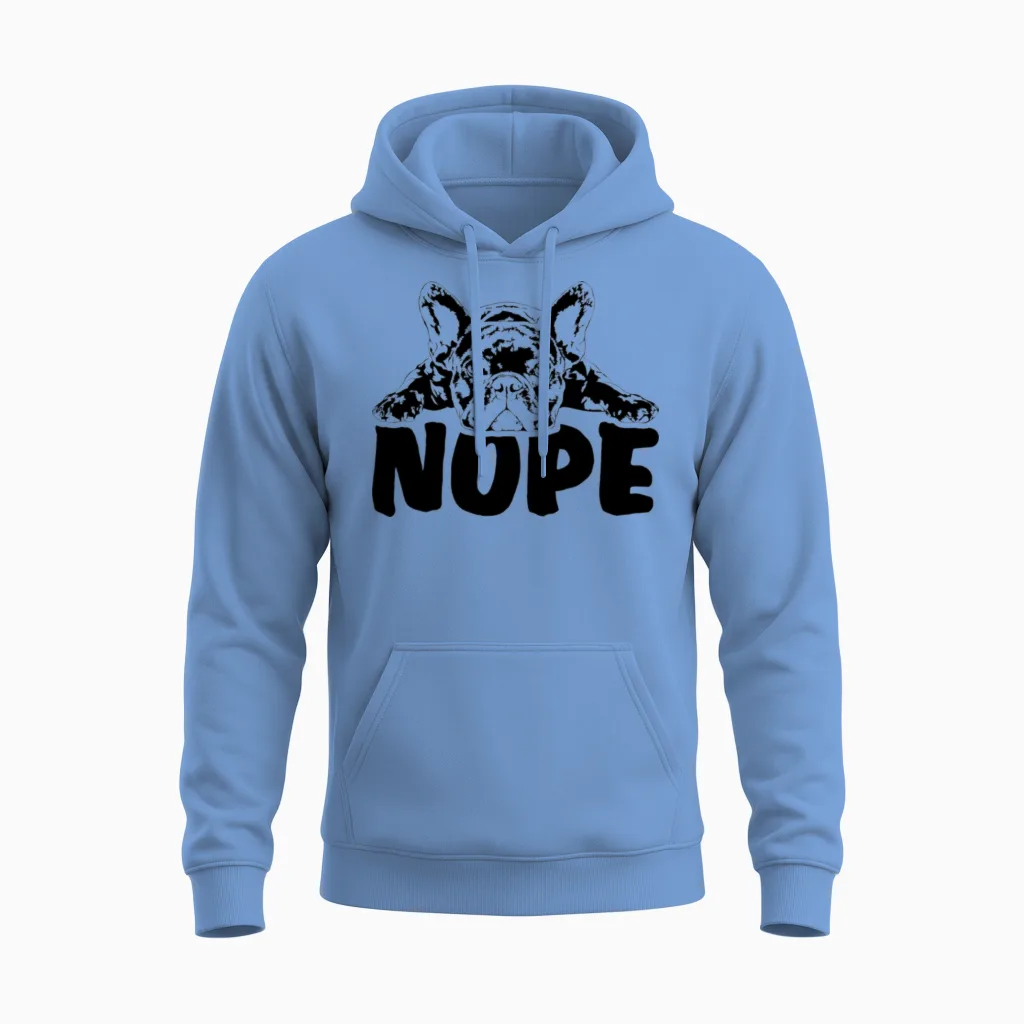 French Bulldog Dog Nope Dog Quote Unisex Hoodie in Carolina Blue