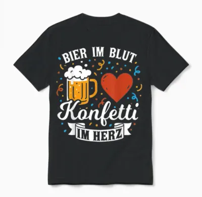Beer in the Blood Confetti in the Heart Carnival Fancy Dress Unisex T-Shirt - Black