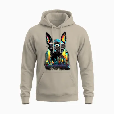 Cyberpunk Dog Unisex Hoodie - Sand