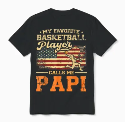 Drapeau Américain My Favorite Basketball Player Calls Me Papi Unisex T-Shirt - Black