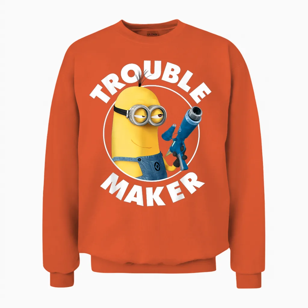 Despicable Me Minions Kevin Trouble Maker Graphic Unisex Sweatshirt in Orange