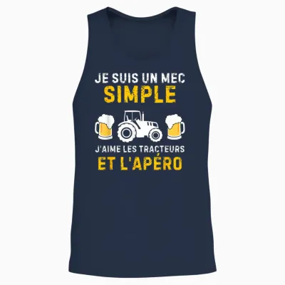 I Am a Simple Guy I Love Tractors and the Aperitif T-Shirt, Black, S Unisex Tank Top - Navy