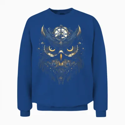 Steampunk Mechanical Owl Victorian Bird T-Shirt, Black Unisex Sweatshirt - Royal