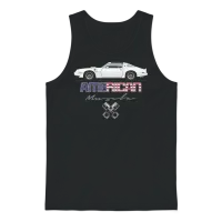 American Muscle Cameo White W Orange Graphics Unisex Tank Top - Black – 1