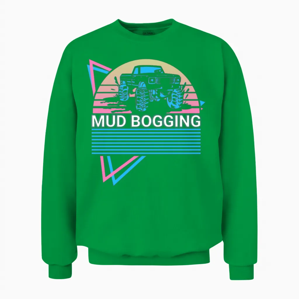 Mud Bogging Retro Unisex Sweatshirt in Irish Green