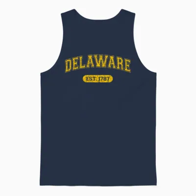 Retro Delaware 1787 Distressed Unisex Tank Top - Navy