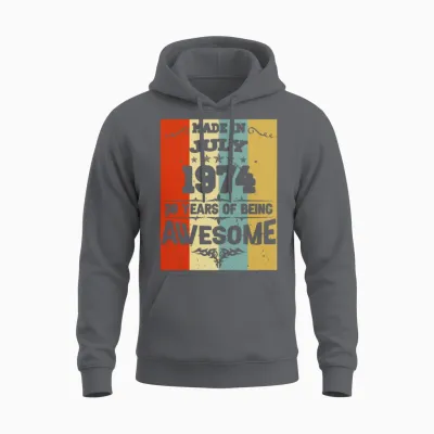 July 1974 Vintage Birthday Present Unisex Hoodie - Charcoal