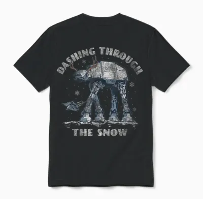 Star Wars Christmas At-At Walker Dashing Through the Snow Unisex T-Shirt - Black