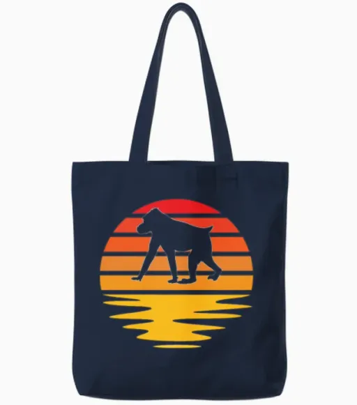 Monkey Retro Tote Bags - Navy
