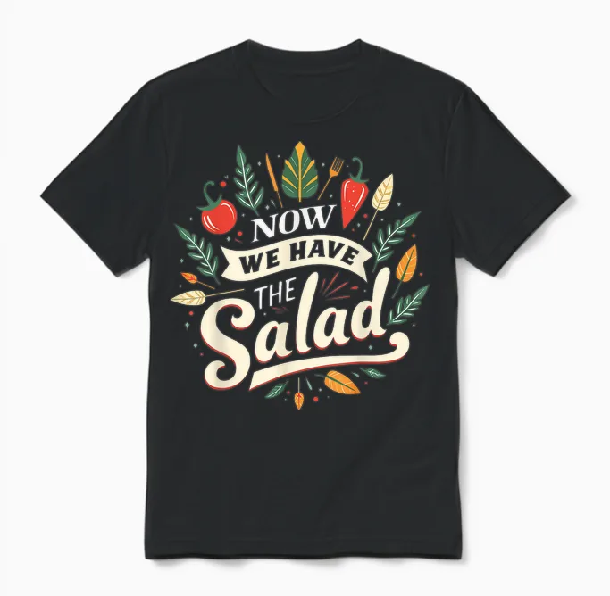 Lustiges Sprüche Outfit Denglischer Now We Have the Salad Unisex T-Shirt in Black