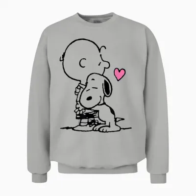 Snoopy Charlie Hug Unisex Sweatshirt - Ash