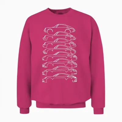 Iconic Car Evolution Line Art Design Klassisches Autodesign Unisex Sweatshirt - Heliconia
