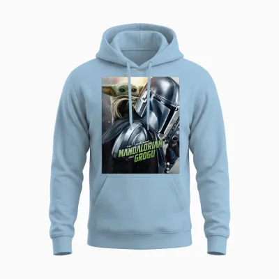 Star Wars the Mandalorian and Grogu Official Movie Unisex Hoodie - Light Blue