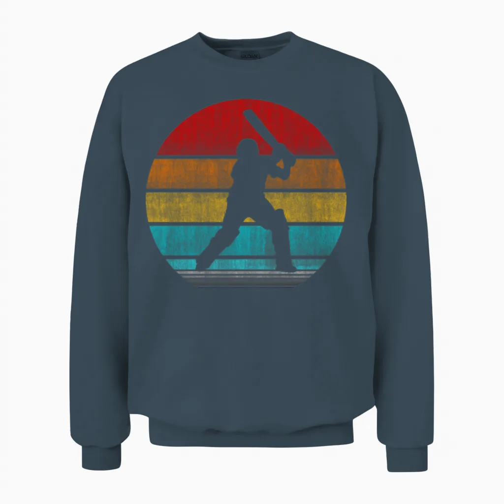 Retro Vinatge Cricket Unisex Sweatshirt in Dark Heather