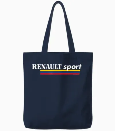 Renault Sport 1980s Retro Car Logo Tote Bags - Navy