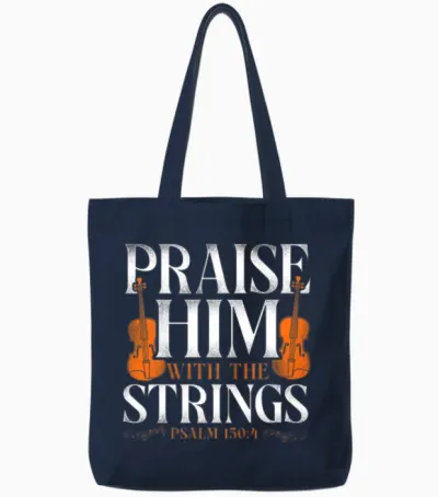Violin Violinist Bible Quote Faith Tote Bags - Navy