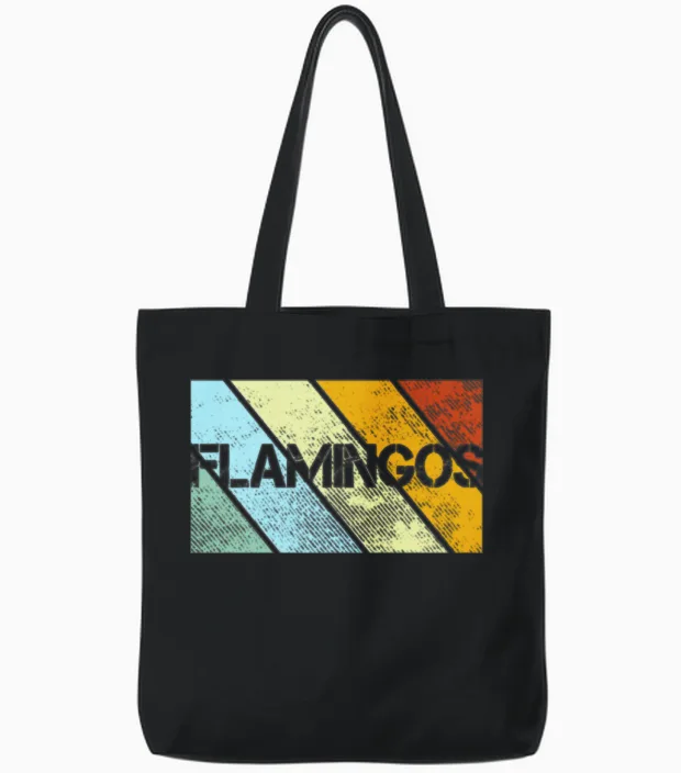 Flamingo Retro Tote Bags in Black