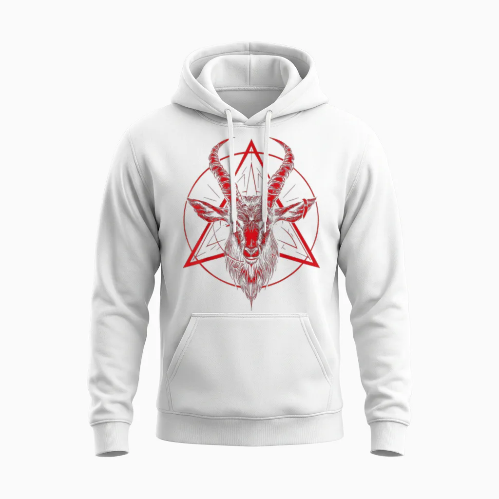 Satanic Goat Baphomet Satanist Halloween Metal Satanismus Unisex Hoodie in White