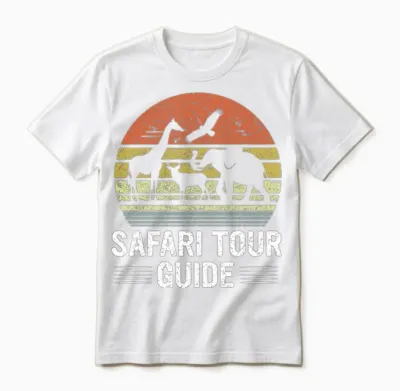 Safari Tour Guide Retro Unisex T-Shirt - White