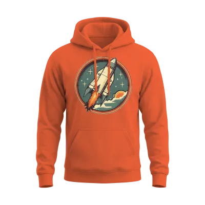 Retro Rocket Unisex Hoodie - Orange