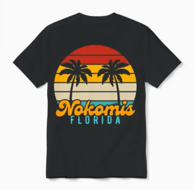 Nokomis Florida Retro Sunset Unisex T-Shirt - Black