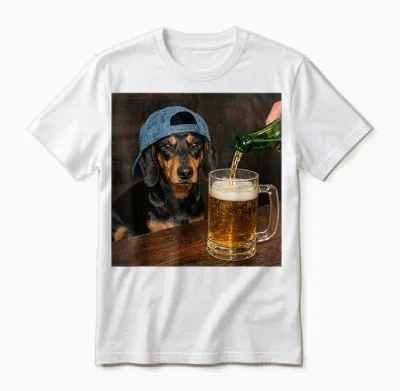 Teckel Buvant De La Bière Drôle Teckel Meme Unisex T-Shirt - White