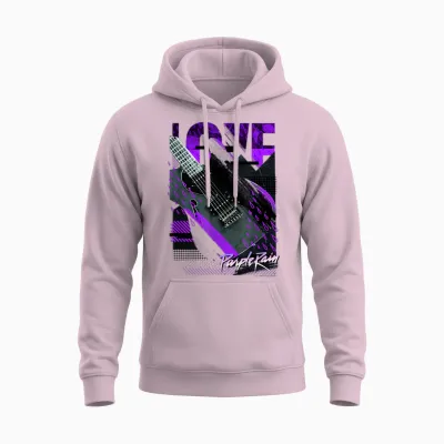 Wb100 Purple Rain Love Guitar Retro Prince Collage Logo Unisex Hoodie - Light Pink