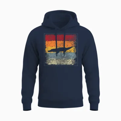 Crocodile Retro Unisex Hoodie - Navy