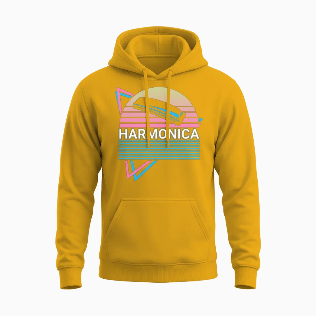 Harmonica Player Harmonicist Retro Unisex Hoodie - Gold