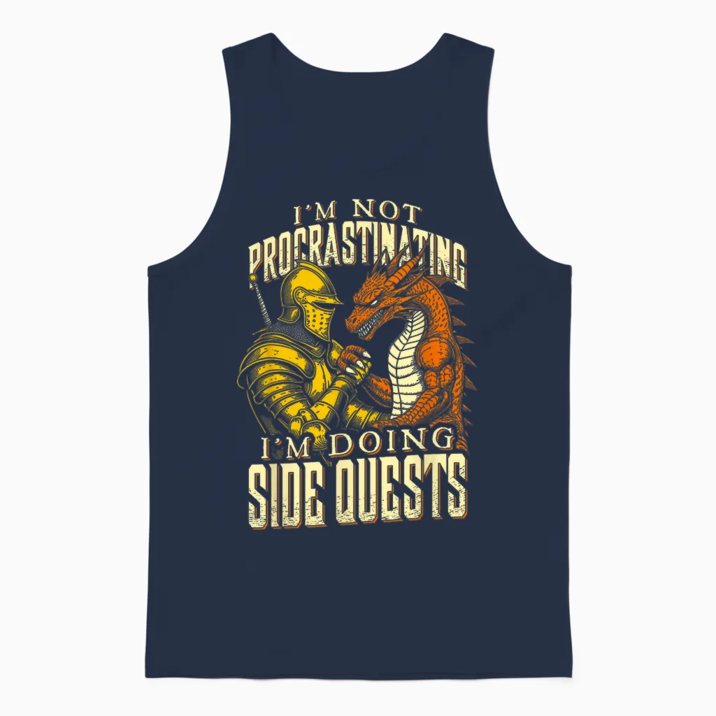 Je Ne Procrastine Pas, Je Fais Des Quêtes Secondaires Dragon Knight Unisex Tank Top in Navy
