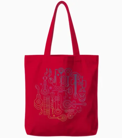 Colorful Music Instruments Tote Bags - Red