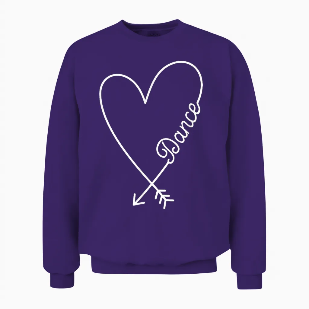 Dance Cute Graphic Heart Love Unisex Sweatshirt in Purple