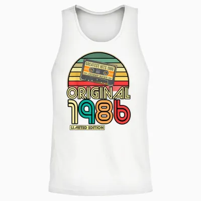 Legendary Since 1986 Birthday 1986 Retro Original 1986 Party T-Shirt, Black Unisex Tank Top - White