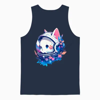 Astronaut Cat Who Saved the World Unisex Tank Top - Navy
