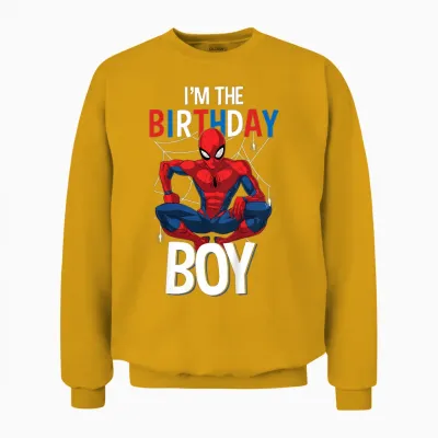 Kids Marvel Comics Spider-Man Classic I'm the Birthday Boy Unisex Sweatshirt - Gold