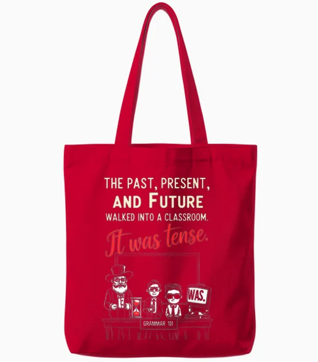 English Teacher Funny Word Game T-Shirt, Black, S Tote Bags in Red