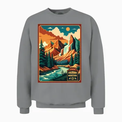 Retro Colorado Mountains Adventure Unisex Sweatshirt - Sport Grey