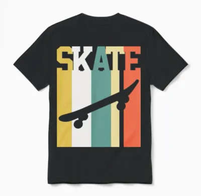 Skate Skater Skateboard Retro Unisex T-Shirt - Black