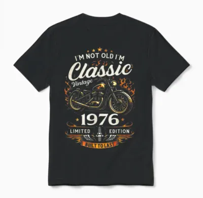 50 Ans Anniversaire Homme Moto Motard Biker 1976 Unisex T-Shirt - Black