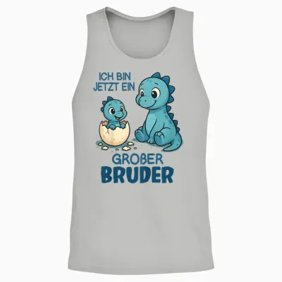 Children's Siblings Dinosaur Baby T-Shirt with German Text "ich Bin Jetzt Ein Großer Bruder" [german, Black, S Unisex Tank Top - Ash