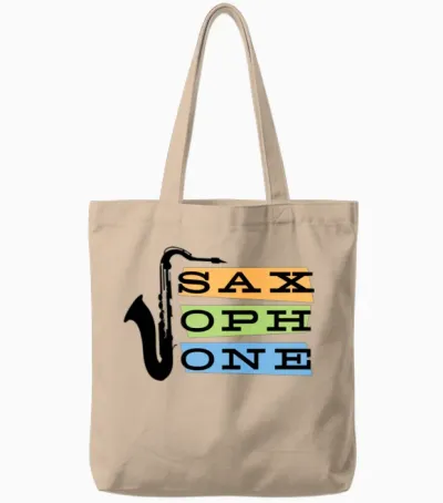 Saxophone Retro Tote Bags - Natural
