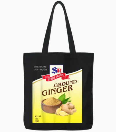 Ground Ginger Halloween Costume Unique Fun Foodie Tote Bags - Black